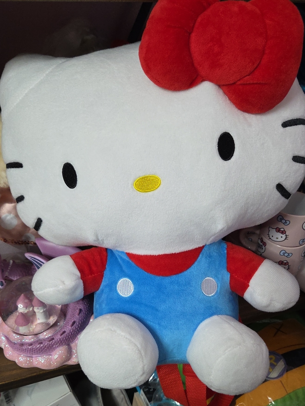 Sanrio Hello Kitty White Plush with Red Bow & Blue Outfit